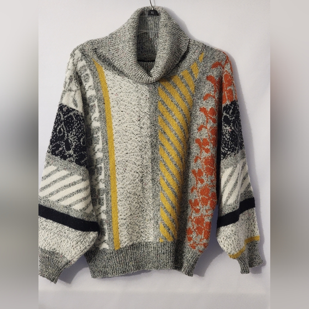 AngeLi Multicolor Cowl Neck Wool Blend Sweater Size L - Picture 2 of 8